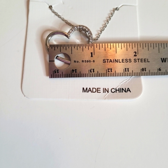 Bijoux By Meera Silver-Tone Rhinestone Heart Pendant Necklace - Picture 5 of 5